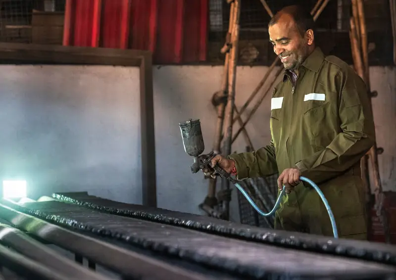 Steel fabrication and coating at AL RAHMA workshop Sharjah